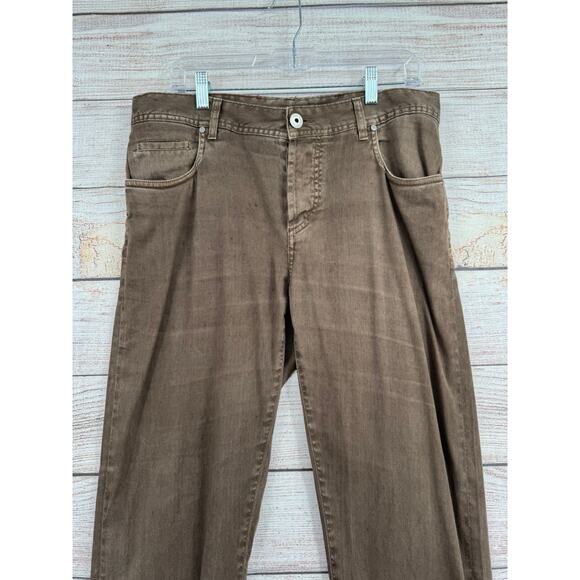 Loro Piana Linen Cotton Blend Straight Leg Jeans Mens 36 (33) Brown Made Italy - Picture 3 of 14